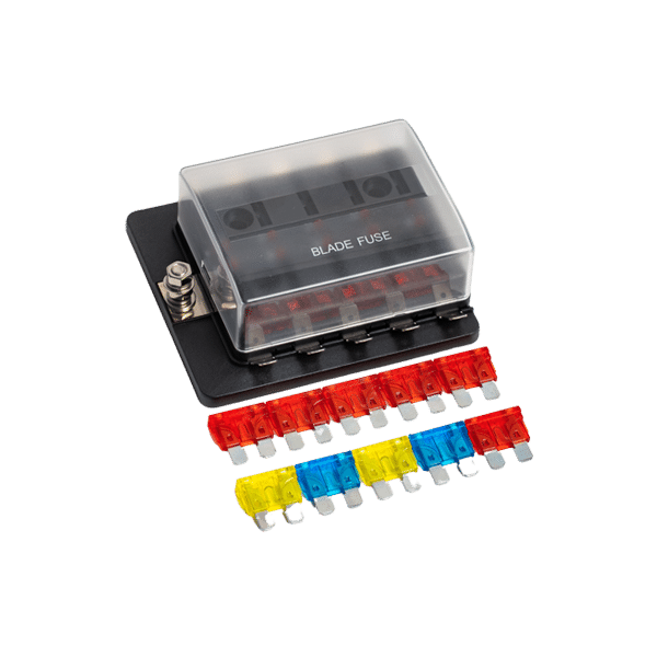 HiTech 10 way fuse box with LED indicators for caravan 12V circuits